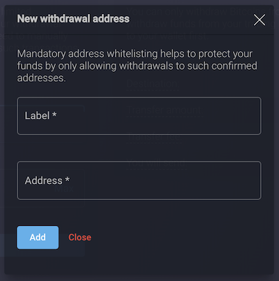 New withdrawal address