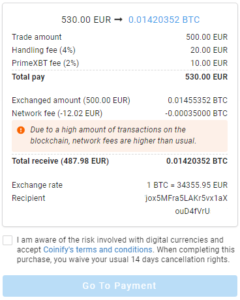 Caltex Pro Minerss Partners With Coinify To Make Buying Bitcoin Even Easier - Coinify 4 Transaction details 240x300